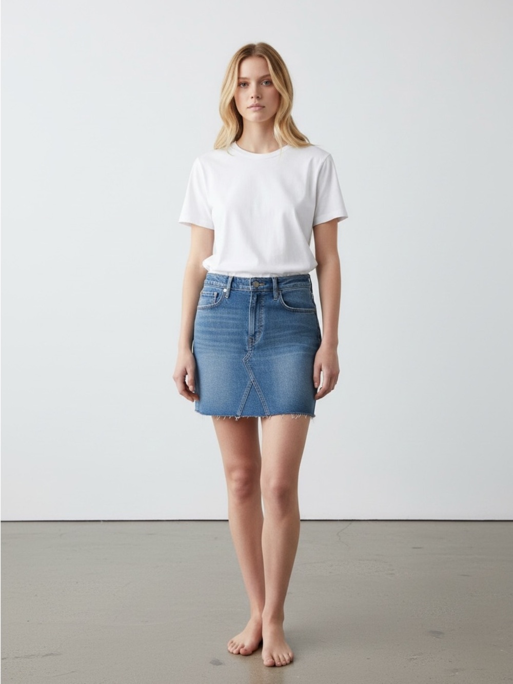 Calvin Klein Women's Denim Mini Frayed Skirt Blue Size 29